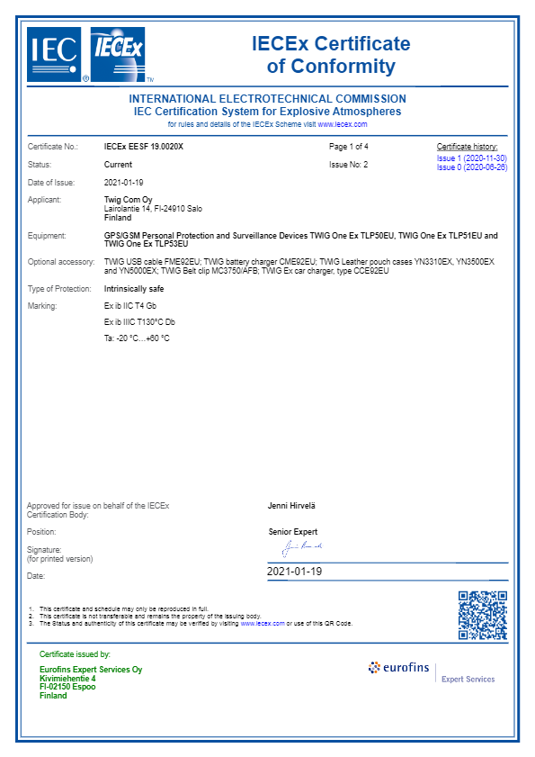 IECEx Certificate IECex EESF 19.0020X 002 TLP50EU TLP51EU TLP53EU