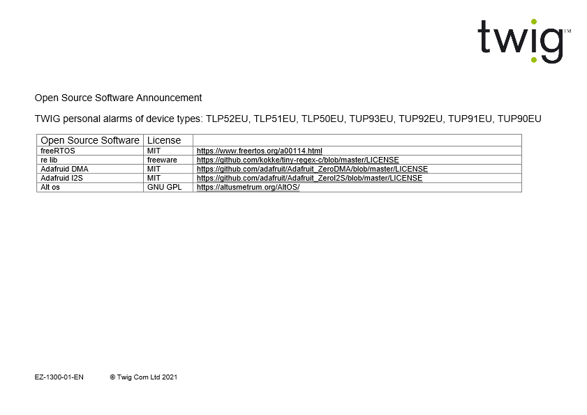 Open Source Software Announcement EZ-1300-01