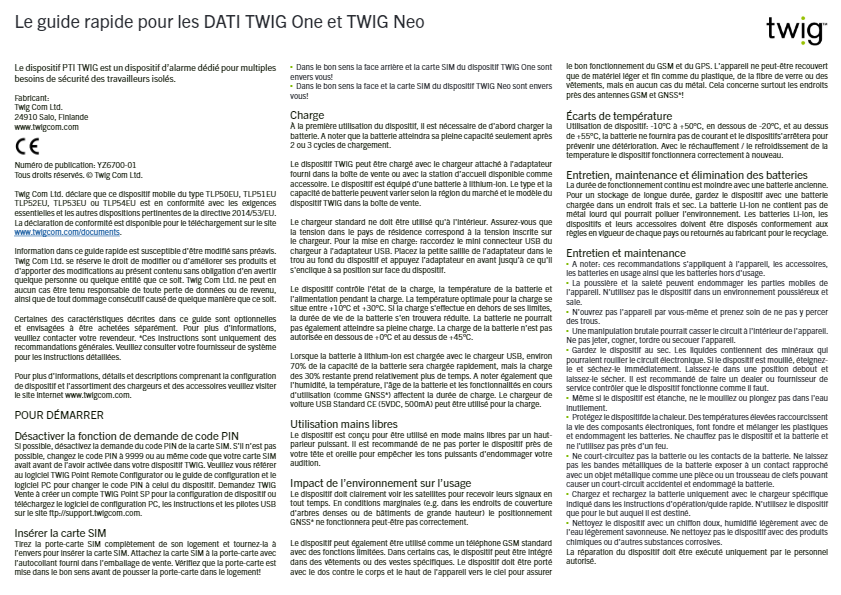 TWIG One TWIG Neo Quide rapide YZ6700-FR