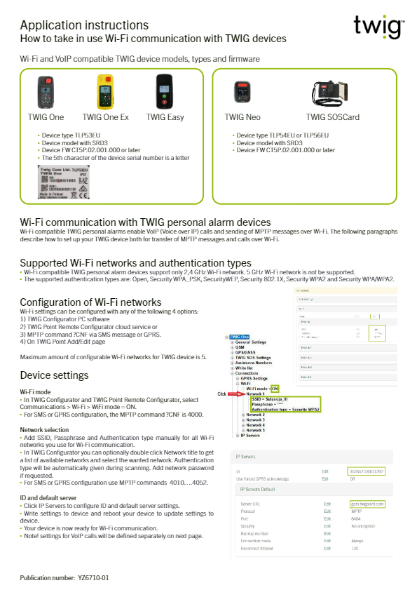 Application instructions for Wi-Fi communication YZ6710-EN