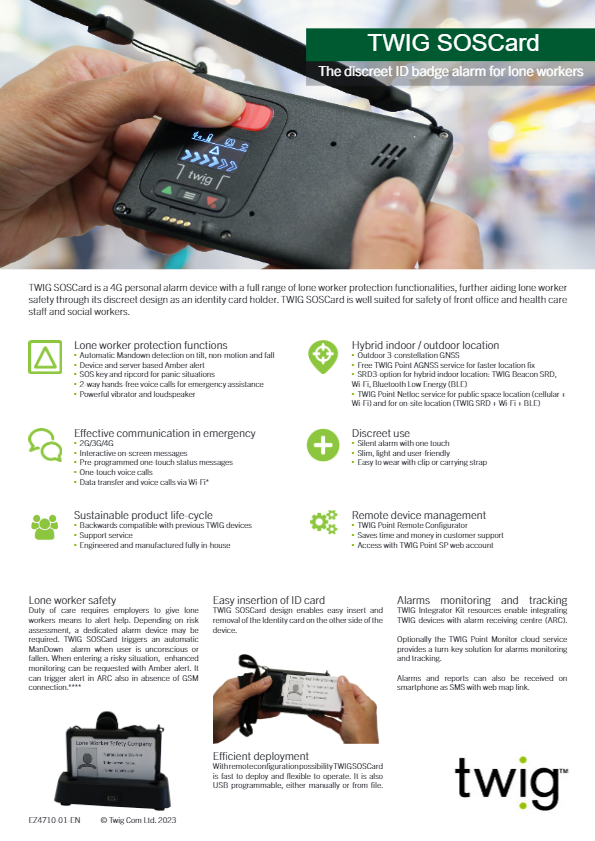 TWIG SOSCard Datasheet EZ4710-EN