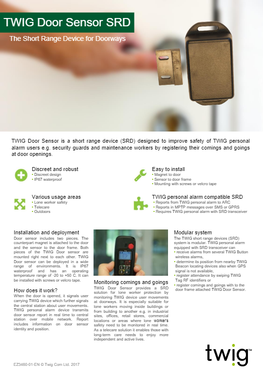 TWIG Door Sensor Datasheet EZ3460-EN