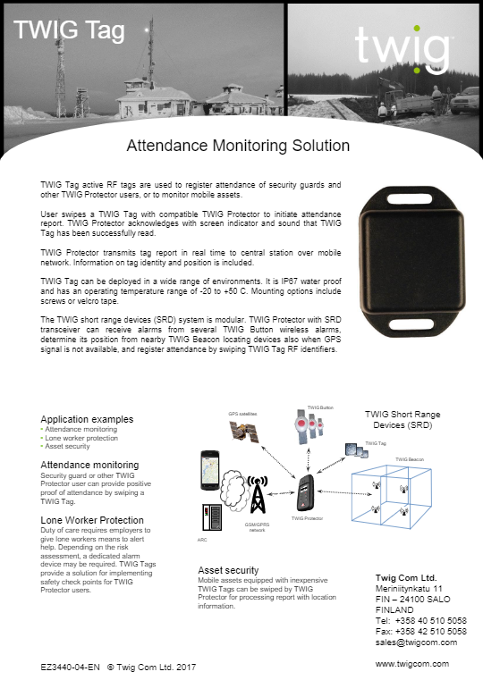 TWIG Tag Datasheet EZ3440-EN