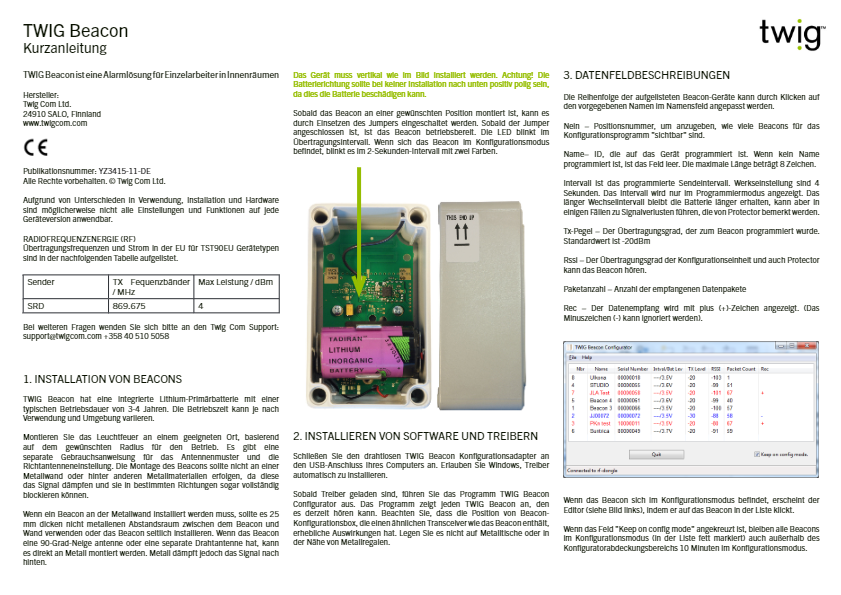 TWIG Beacon SRD Kurzanleitung YZ3415-DE