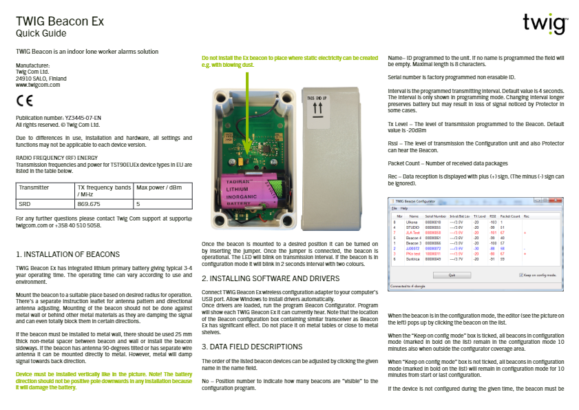 TWIG Beacon Ex SRD Quick Guide YZ3445-EN